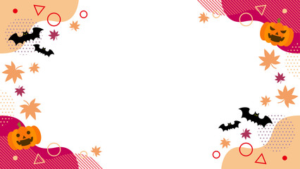 ハロウィンをイメージした抽象的な幾何学模様のフレーム素材 背景素材 16:9サイズ ベクター