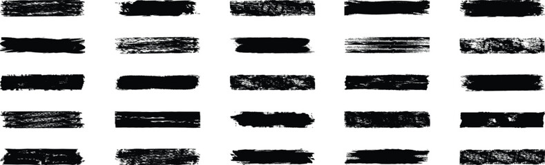 Brush strokes vector. Paintbrush collection. Freehand grunge brush illustration. Painted rectangles and long strokes. Black watercolor splatter, texture, frame and abstract background for social media