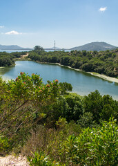 Obraz premium Evapoinfiltration Pond (Lagoa de Evapoinfiltração) — used for treated effluent storage at the Dunes of Lagoa da Conceição - Florianopolis, Brazil