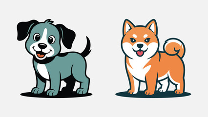 Two dogs logo, dogs starring at front, dogs masot logo