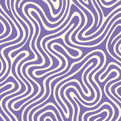 Abstract Psychedelic Organic Lines Pattern Background, Seamless Wavy Vector Texture, Retro Trippy Design, Decorative Geometric Curve Illustration, Modern Minimal Surface Art