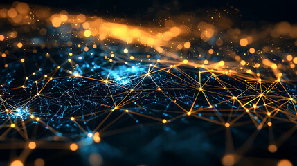 A computer generated image of a network of lines and dots