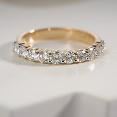 Diamond engagement band ring with natural white round diamond for girls and women 