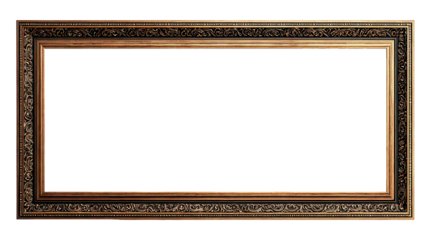 Ornate Antique Gold Frame with Intricate Design on Black Background