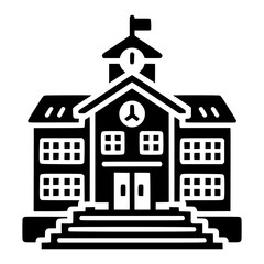 school building black vector icon isolated on transparent background