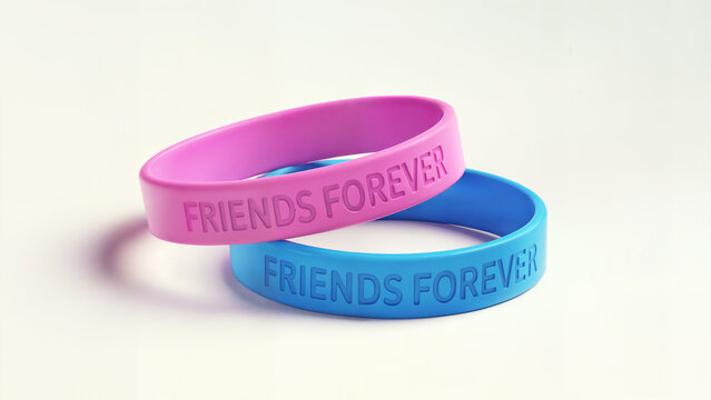 Happy friendship day concept, friends forever written on friendship band
