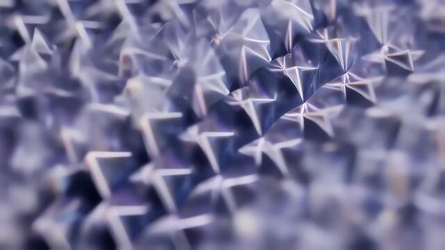 Abstract, textured pattern of layered, multifaceted shapes in shades of lavender and purple