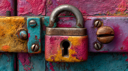 Digital lock, vibrant colors