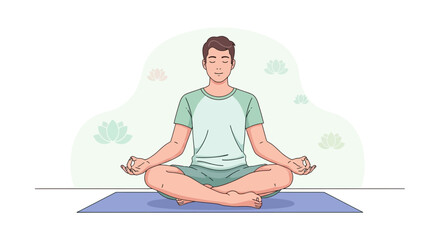 Obraz premium Meditating Male In Lotus Pose, Achieving Inner Peace And Tranquility In A Serene Environment
