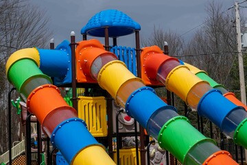 Plastic cylinder in a children playground