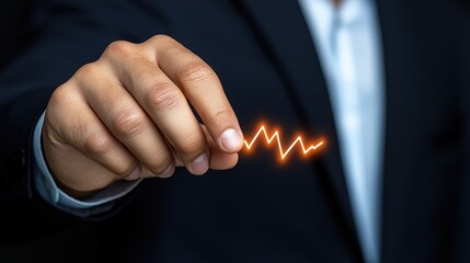 Businessman Holding Conceptual Electric Pulse in Professional Corporate Environment
