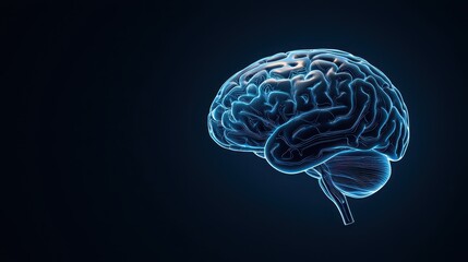 Glowing Human Brain with Neural Connections and Dark Background