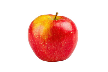 Red and Yellow Apple with Speckles on Black Background