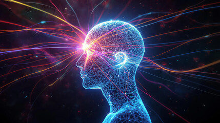 Fototapeta premium Brain Visualization Radiant Energy and Human Thought