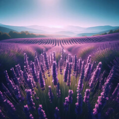 Fototapeta premium A purple lavender field, Ai generated image