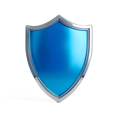 Sleek metallic shield with vibrant blue center offers protection and security for your brand, data, or assets.