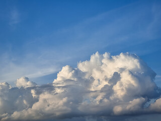 Beautiful view of blue sky with clouds at in the afternoon. Partly cloudy.Background cloud summer. Cloud in  summer season. Sky blue beautiful view for background.