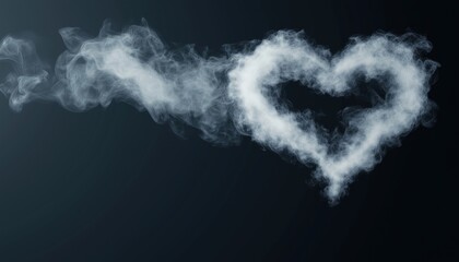 Romantic White Smoke Plane Heart Trail In Love: Steam Effect For A Realistic Fog Or Cloud Valentine'S Day Template.