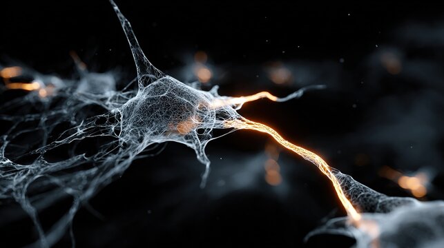 Abstract glowing neural network with a disrupted pathway, representing cognitive imperfections.