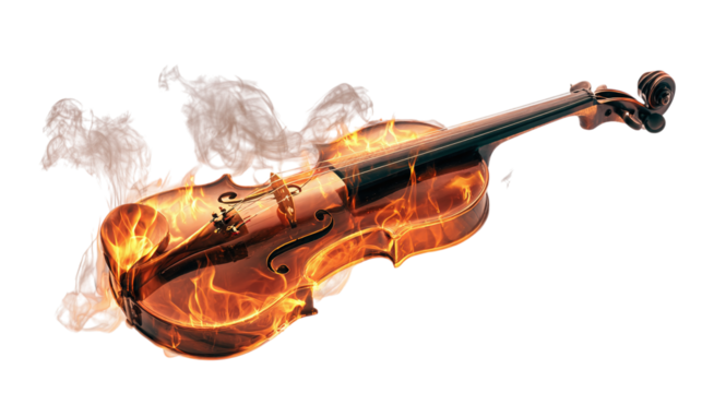 Fiery Violin isolated on transparent background
