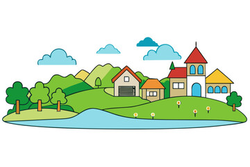 vector illustration of a village