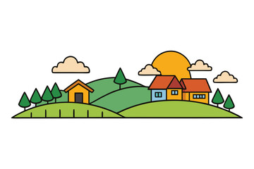 vector illustration of a village