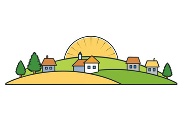 landscape with houses and trees