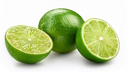 Limes With Slices Isolated On White Background
