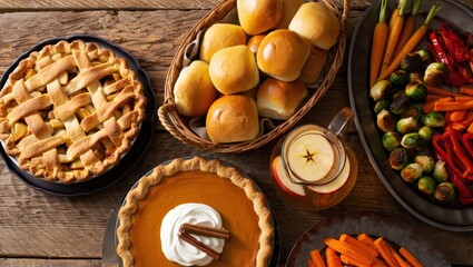 Thanksgiving feast serving traditional holiday dinner food