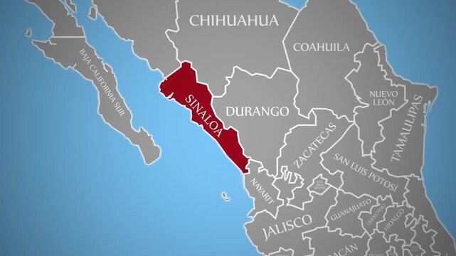 Sinaloa simple 2D Outline Map Mexico with Borders Highlighted Clearly