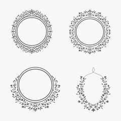 Ornamental Floral Wreath and Decorative Frame Vector Set