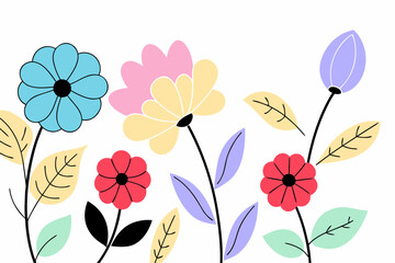 seamless pattern with watercolor flowers