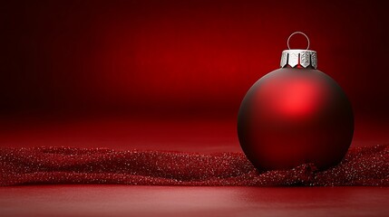 Warm festive red tones, DSLR 85mm lens, blurred highlights creating minimal holiday feel