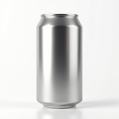 Obraz premium 3D render of soda can mockup, metallic texture, isolated on white background, realistic lighting 