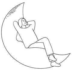 Young woman dreaming in the moon