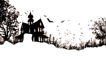 Spooky Halloween Night Scene isolated on transparent background