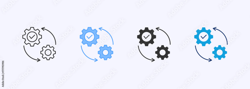 Wall mural integration icon set multiple style collection