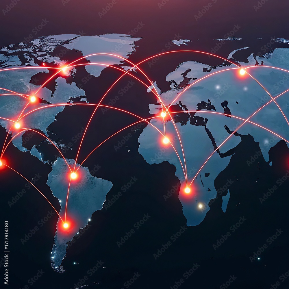 Wall mural global network connection over the world. internet photo best new concept of global business.world m