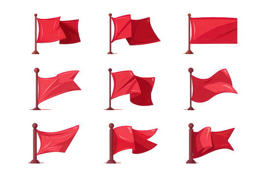 Red Flags Set Against Black Background