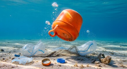Ocean pollution threatens marine life with harmful plastic debris and waste accumulating on the seabed