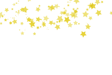 Yellow star scatter decoration for celebration, festive overlay, party background, poster and greeting design