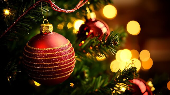 Large 2026 countdown display on Christmas tree shot on medium format camera, 80mm lens, detailed focus on ornaments with soft festive lighting