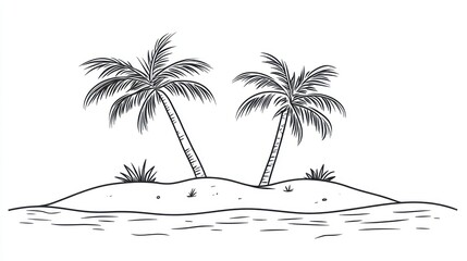 Palm trees on island sketch