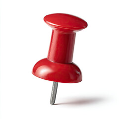 Red pushpin isolated on white background with sharp metal tip