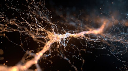 Abstract glowing neural network with a disrupted pathway, representing cognitive imperfections.