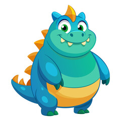 Fototapeta premium A vibrant 3D render of a cheerful, chubby dinosaur cartoon character focusing on its stomach.