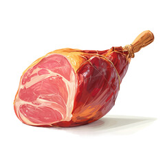 cartoon style ham illustration for food design
