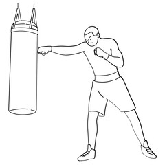 Young man training boxing