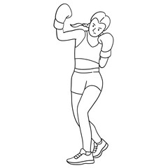 Young woman training boxing