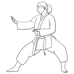 Young woman doing karate